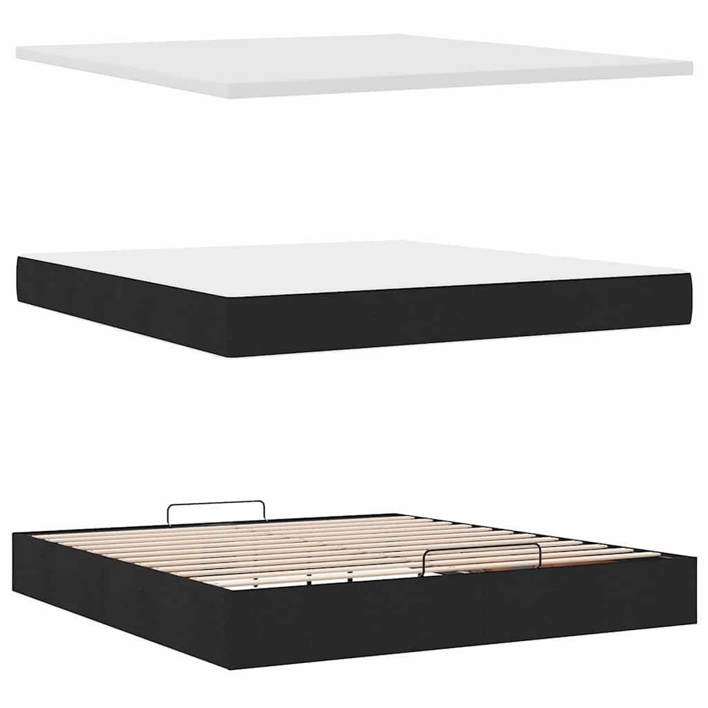 Estrutura de cama otomana com colchão 180x200 cm tecido preto