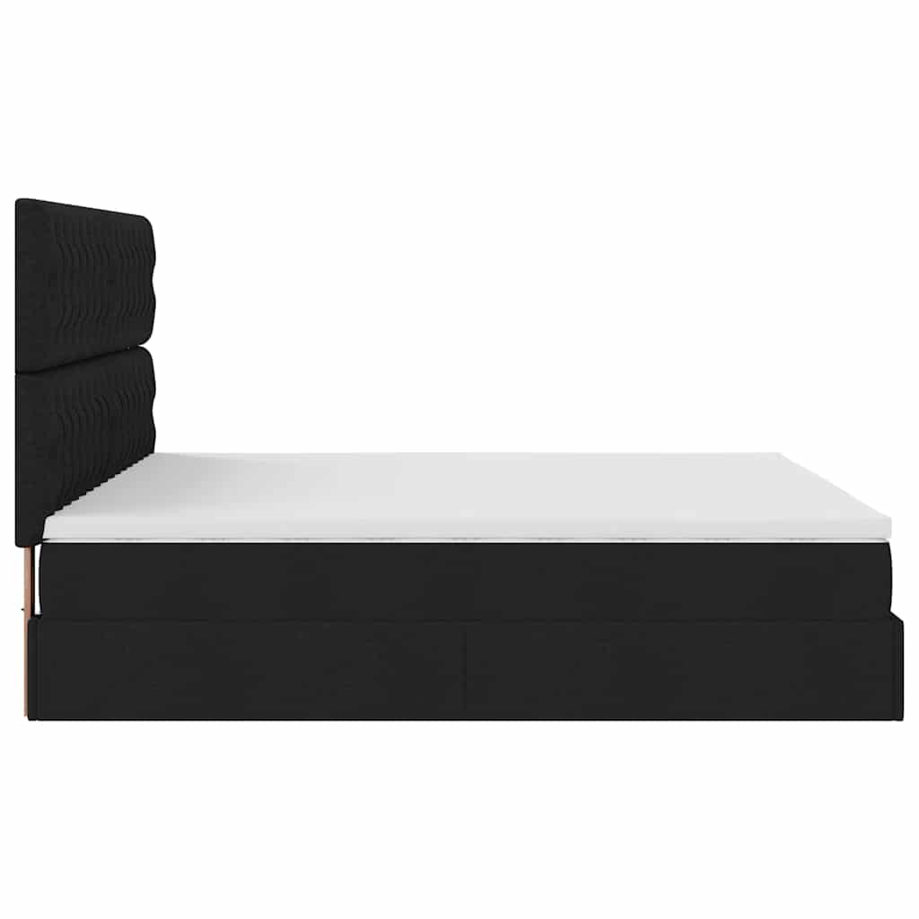 Estrutura de cama otomana com colchão 180x200 cm tecido preto