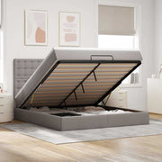 Estrutura de cama otomana com colchão tecido cinzento 160x200cm