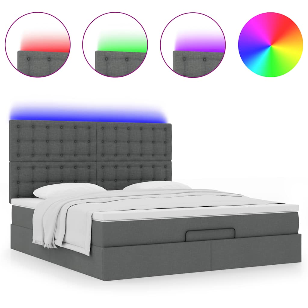 Estrutura de cama otomana com colchão 180x200cm cinzento escuro