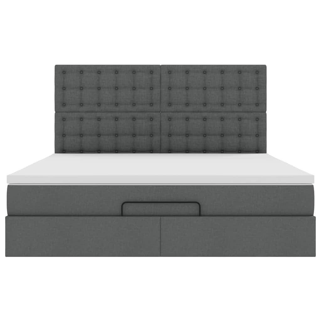 Estrutura de cama otomana com colchão 180x200cm cinzento escuro