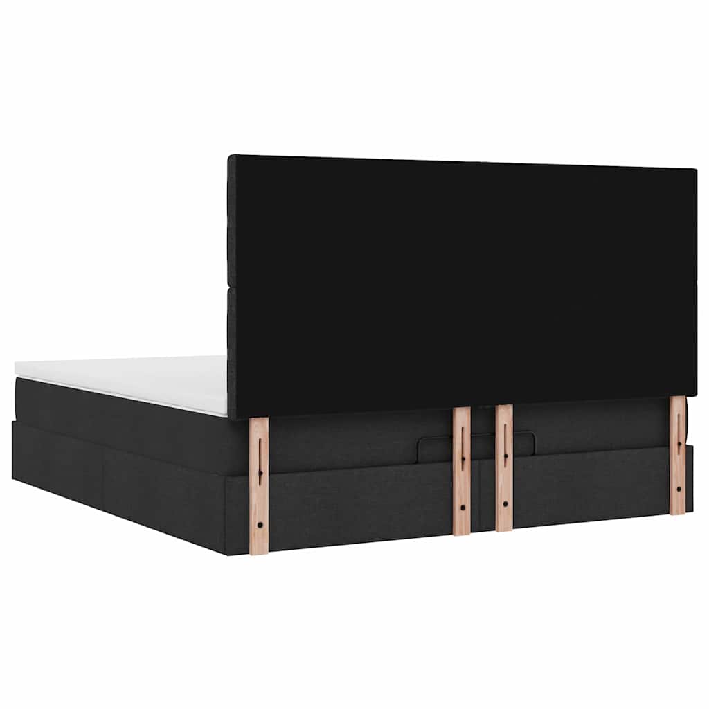 Estrutura de cama otomana com colchão 180x200 cm tecido preto