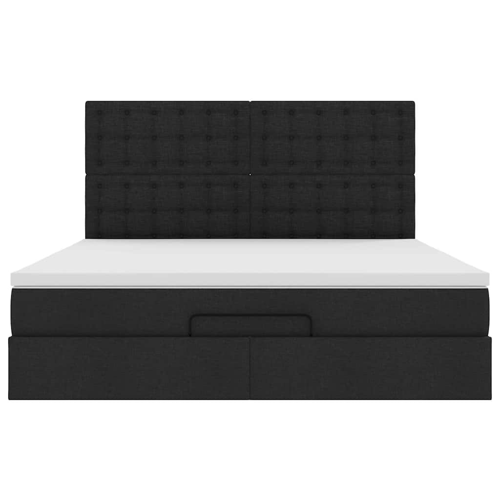 Estrutura de cama otomana com colchão 180x200 cm tecido preto
