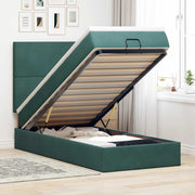 Estrutura cama otomana colchões 90x190cm veludo verde escuro
