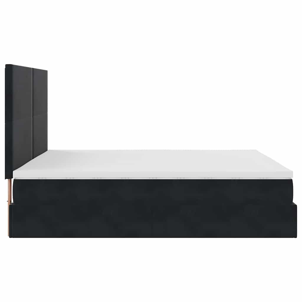 Estrutura de cama otomana com colchões 180x200cm veludo preto