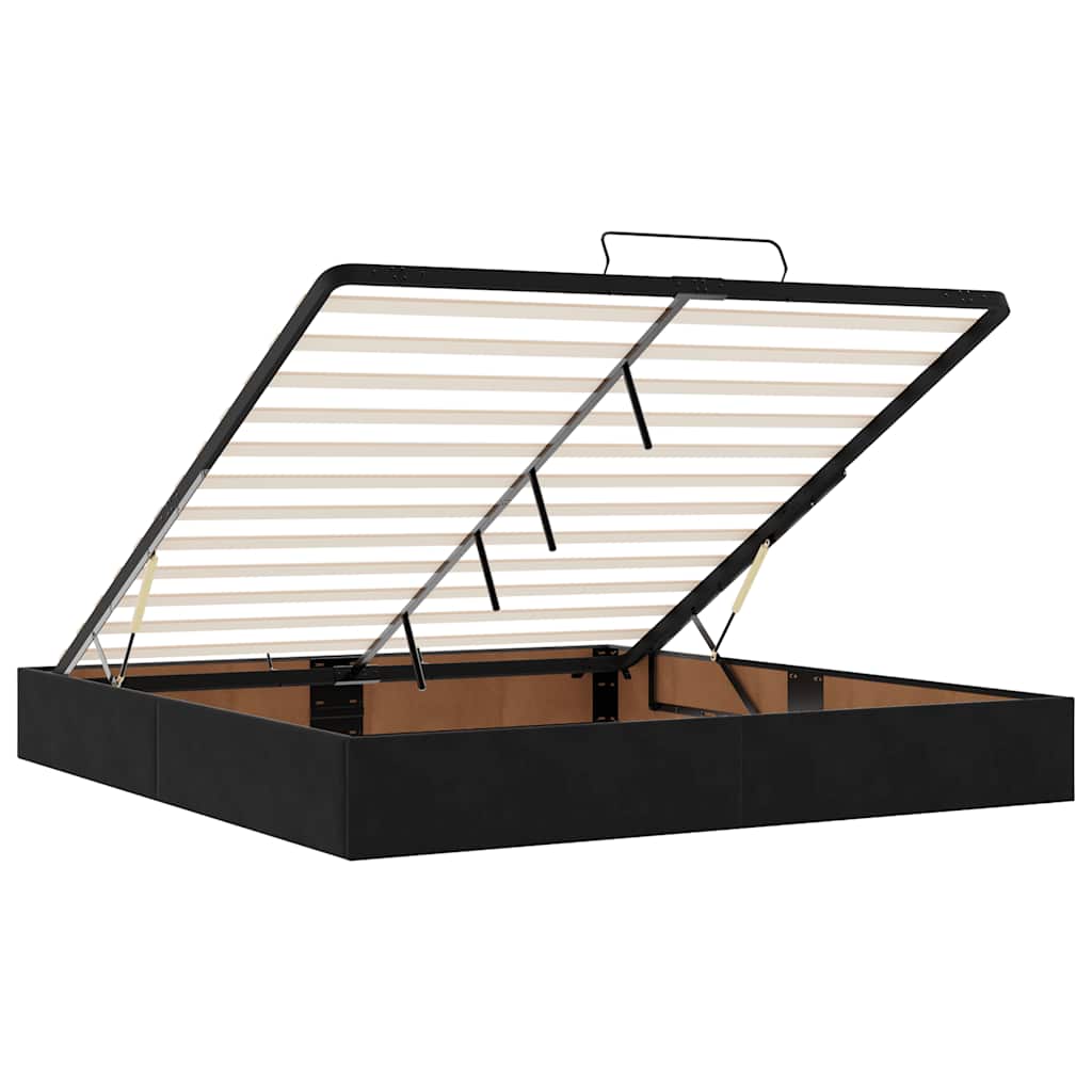 Estrutura de cama otomana com colchões 180x200cm veludo preto