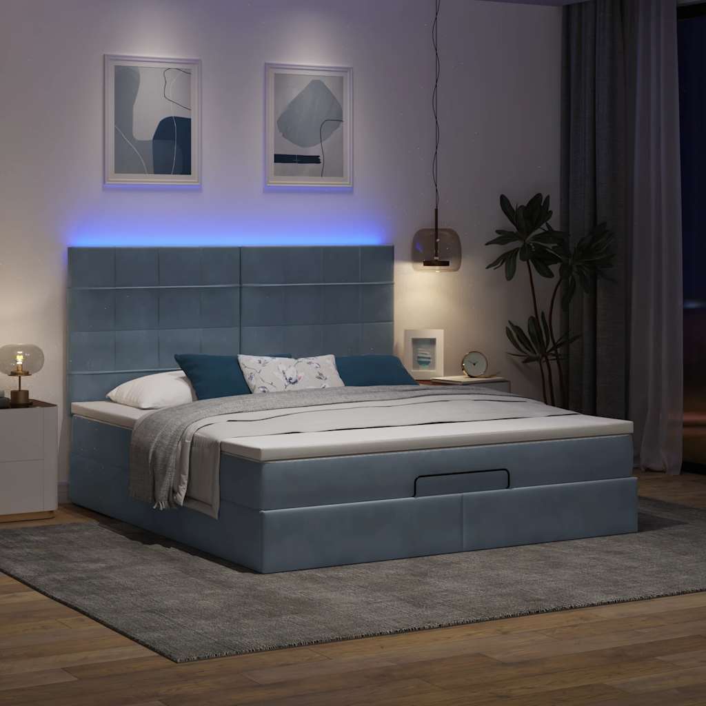 Estrutura cama otomana colchões 180x200 cm cinzento escuro
