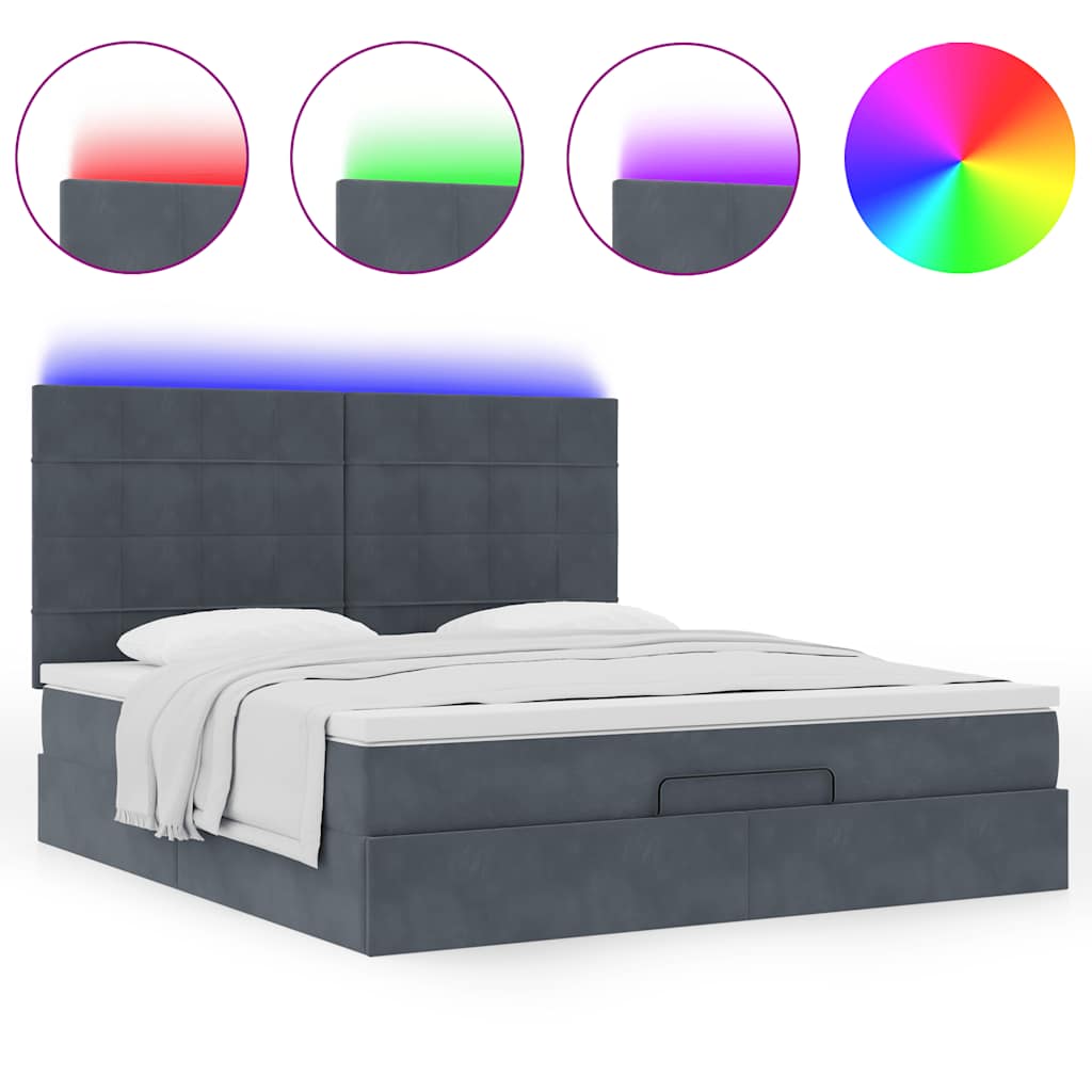 Estrutura cama otomana colchões 180x200 cm cinzento escuro