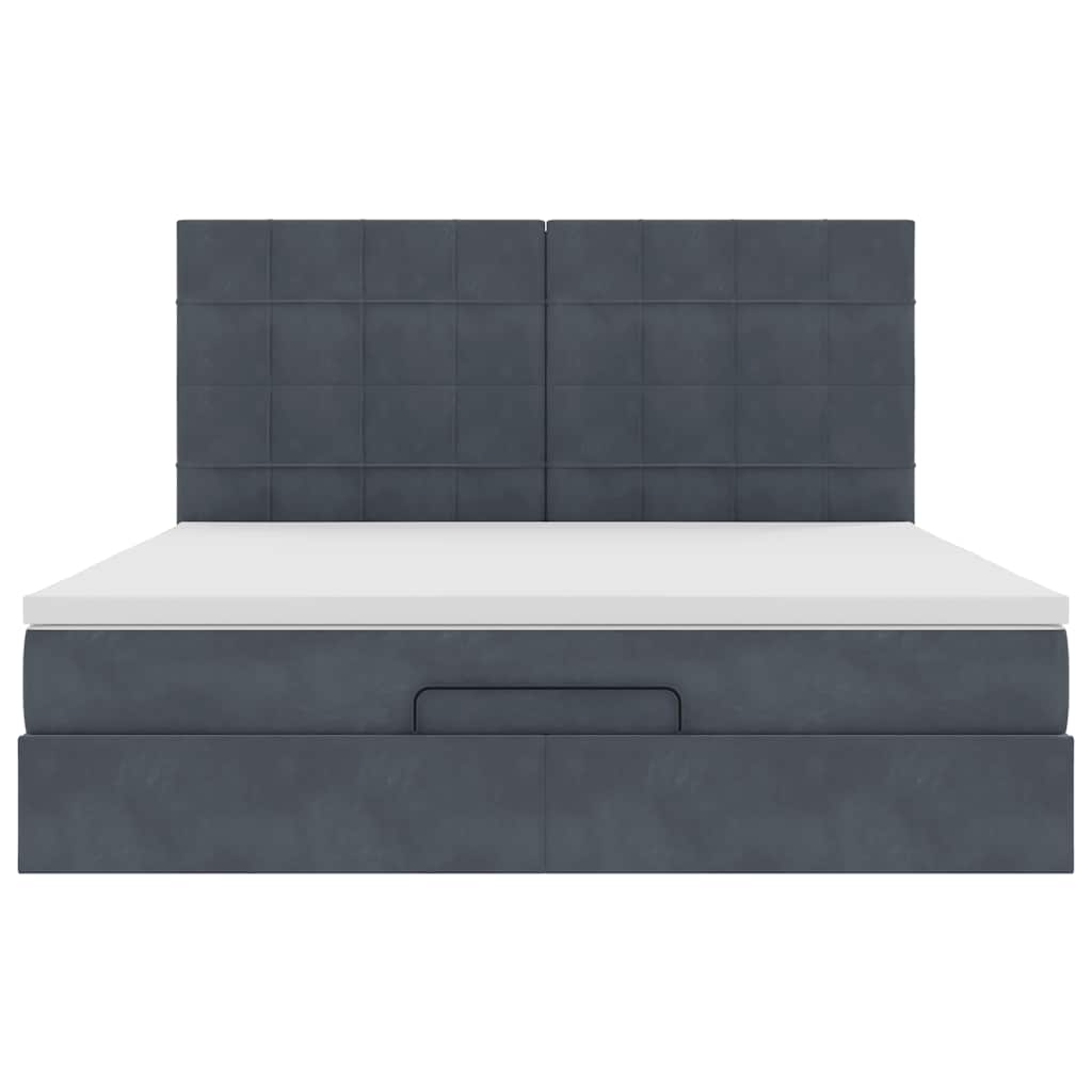 Estrutura cama otomana colchões 180x200 cm cinzento escuro