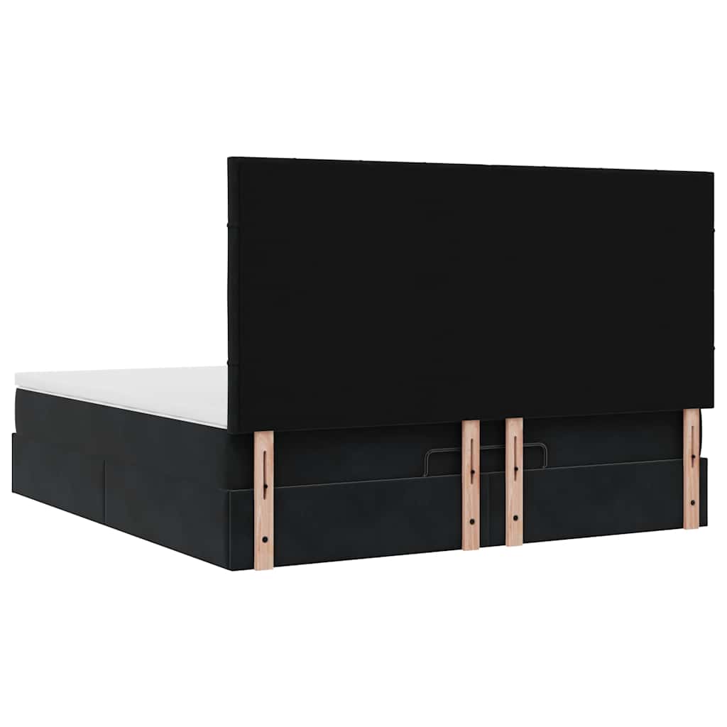 Estrutura de cama otomana com colchões 180x200cm veludo preto