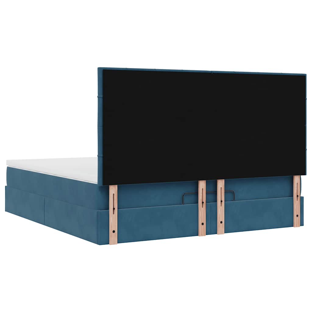 Estrutura cama otomana colchões 180x200 cm veludo azul escuro