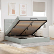 Estrutura cama otomana colchões 200x200cm veludo cinzento claro
