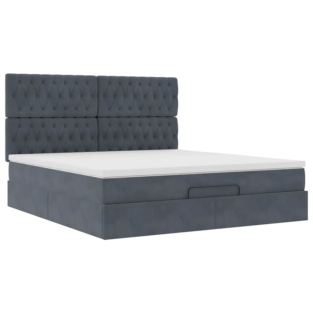 Estrutura cama otomana colchões 160x200 cm cinzento escuro