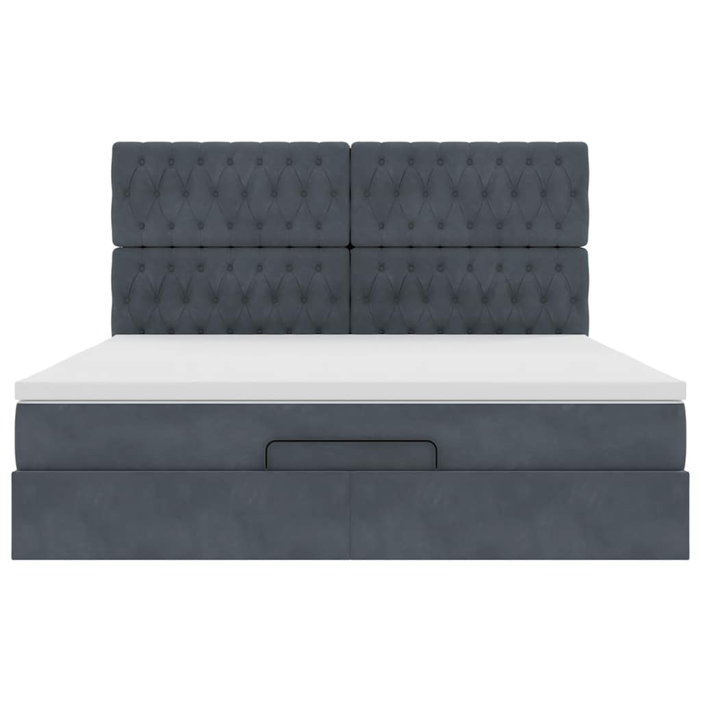 Estrutura cama otomana colchões 160x200 cm cinzento escuro