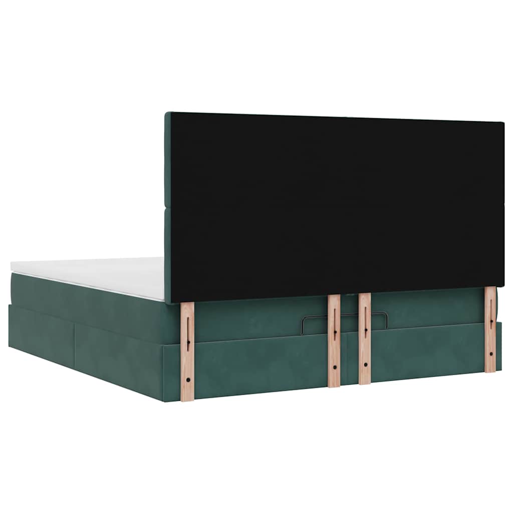 Estrutura de cama otomana com colchão verde escuro veludo