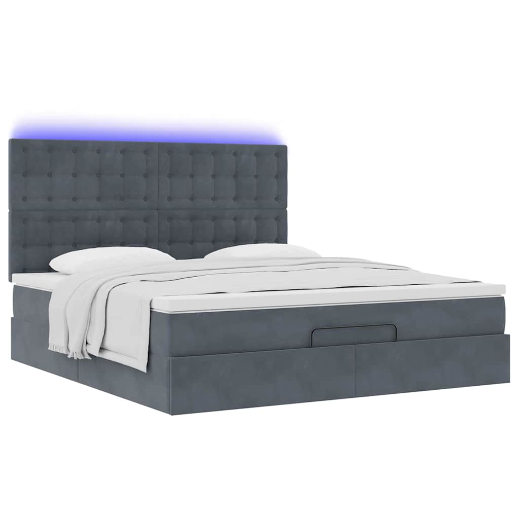 Estrutura cama otomana colchões 180x200 cm cinzento escuro