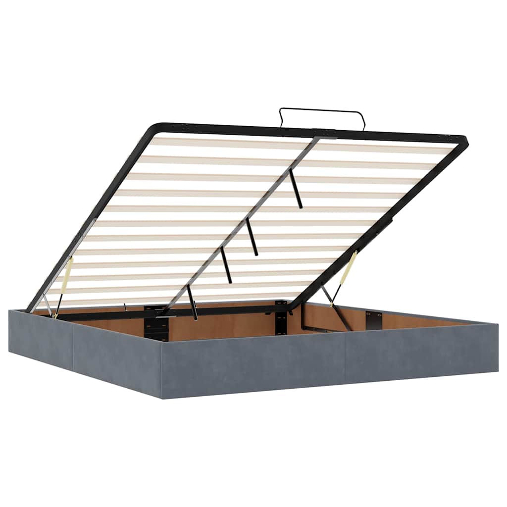 Estrutura cama otomana colchões 180x200 cm cinzento escuro