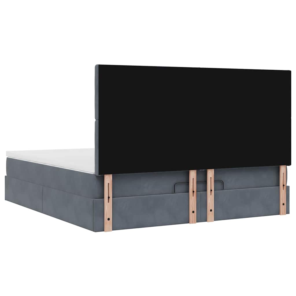 Estrutura cama otomana colchões 180x200 cm cinzento escuro