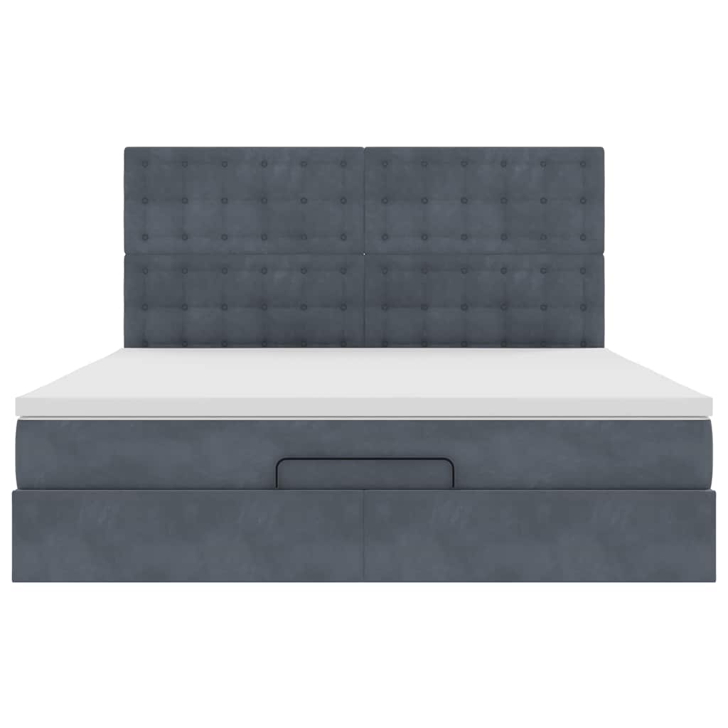 Estrutura cama otomana colchões 180x200 cm cinzento escuro