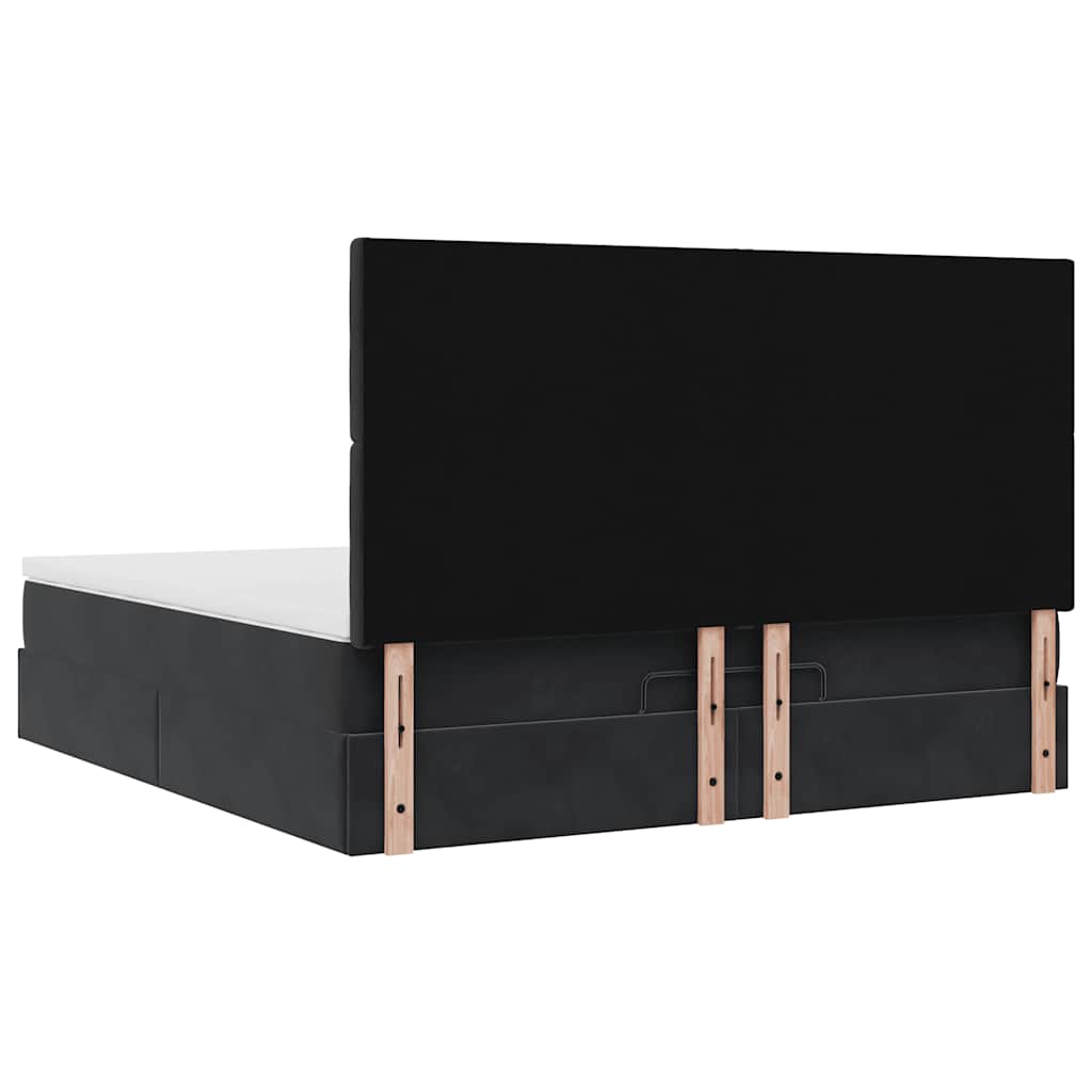 Estrutura de cama otomana com colchões 180x200cm veludo preto