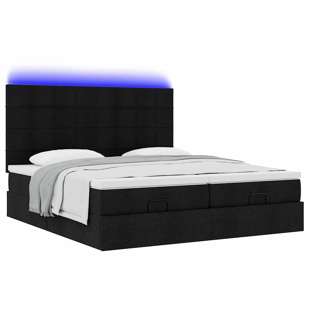 63 / 5,000 Estrutura de cama otomana com colchões tecido preto