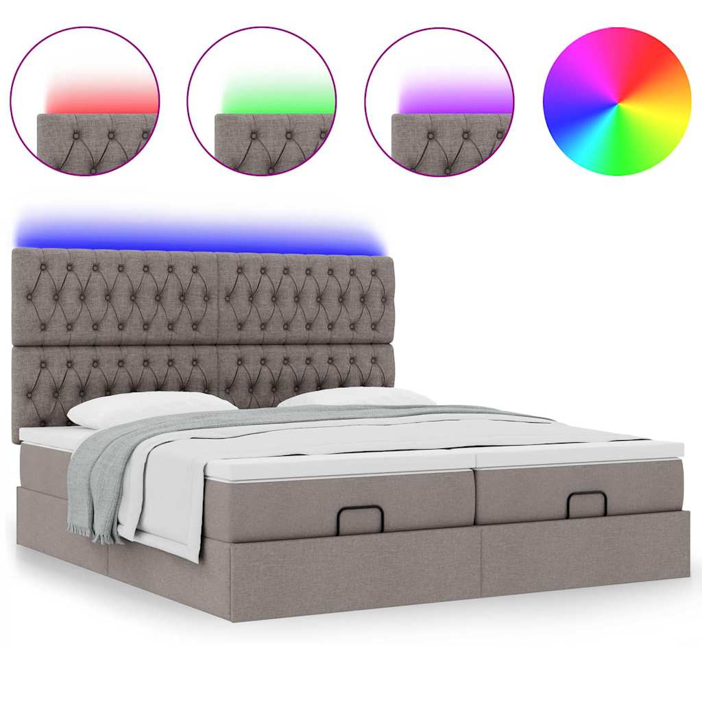 Estrutura cama otomana com colchões tecido cinzento 200x200cm