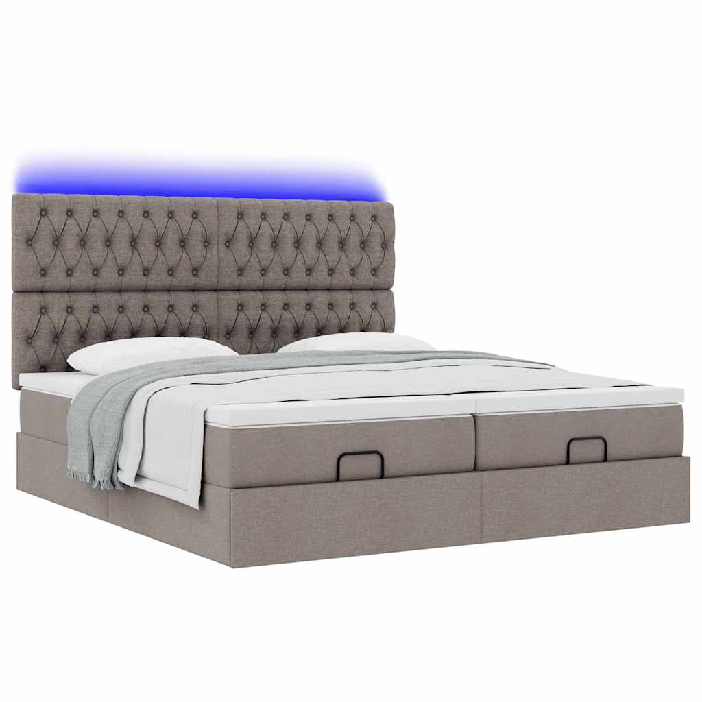 Estrutura cama otomana com colchões tecido cinzento 200x200cm