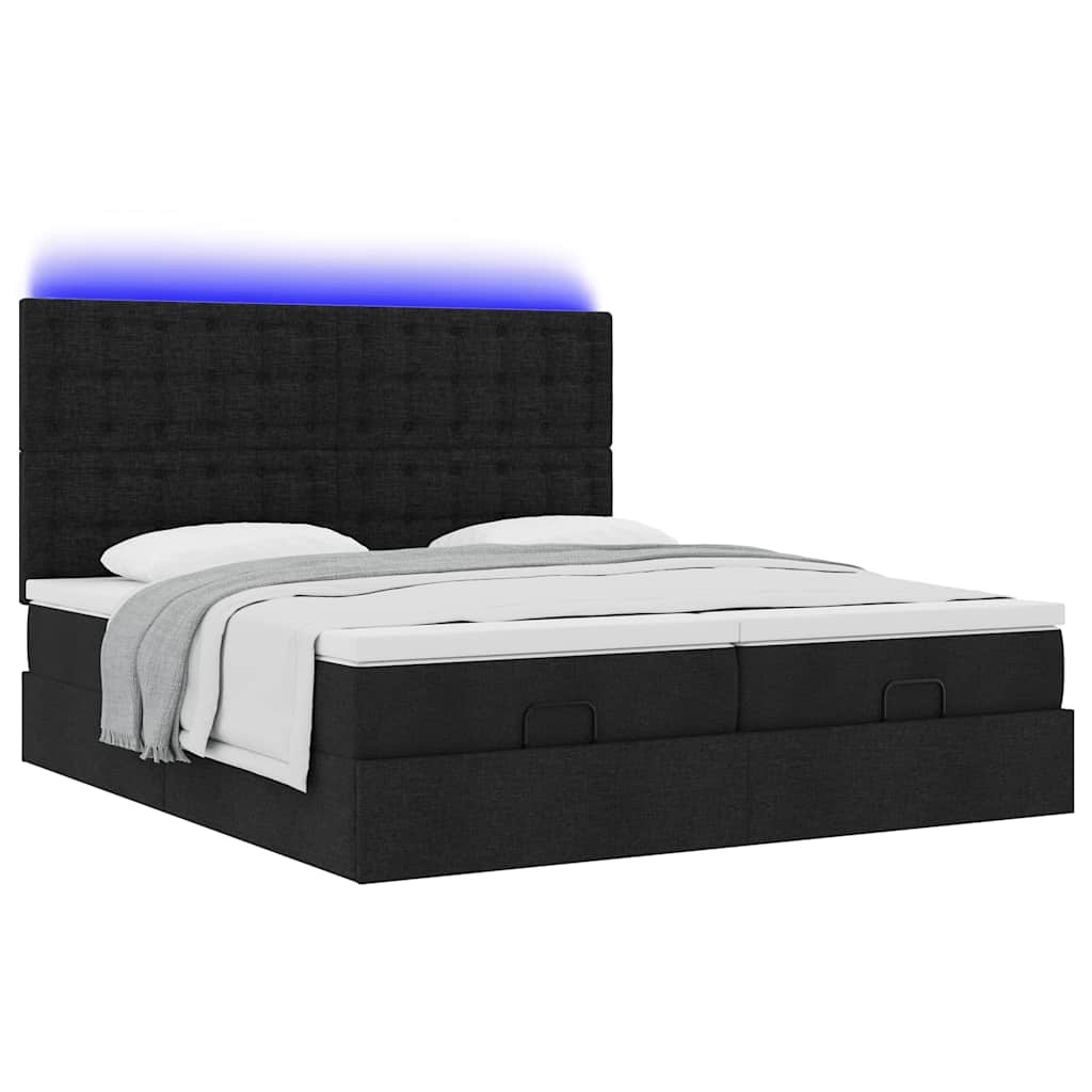 63 / 5,000 Estrutura de cama otomana com colchões tecido preto