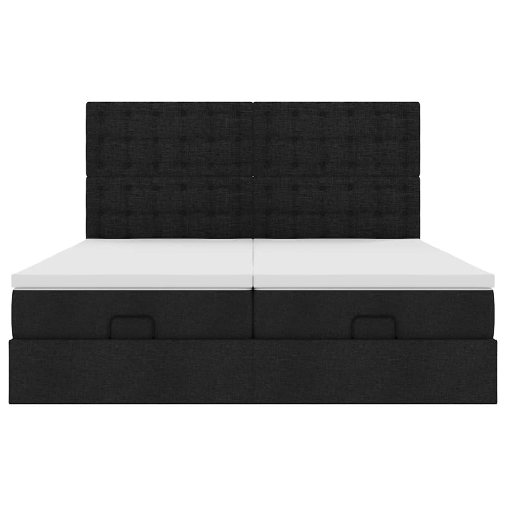 63 / 5,000 Estrutura de cama otomana com colchões tecido preto