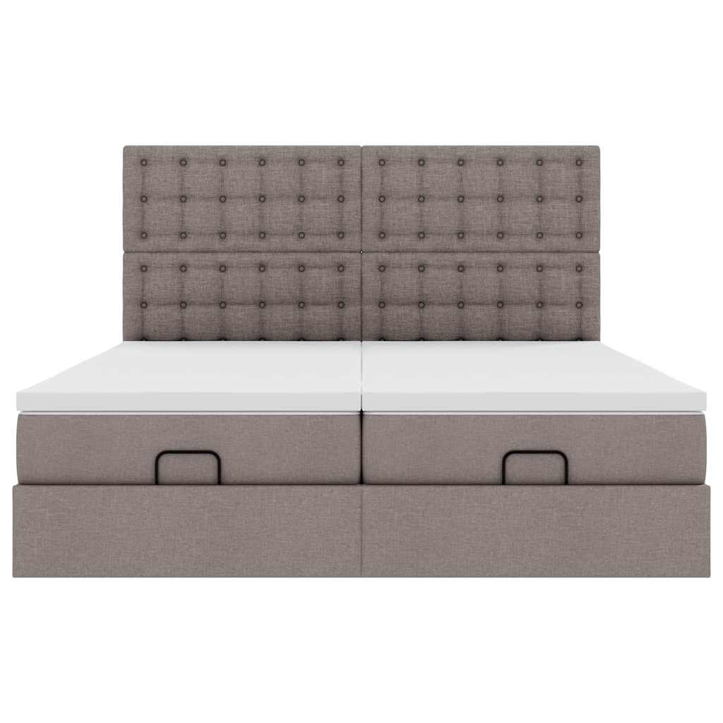 Estrutura cama otomana com colchões tecido cinzento 200x200cm