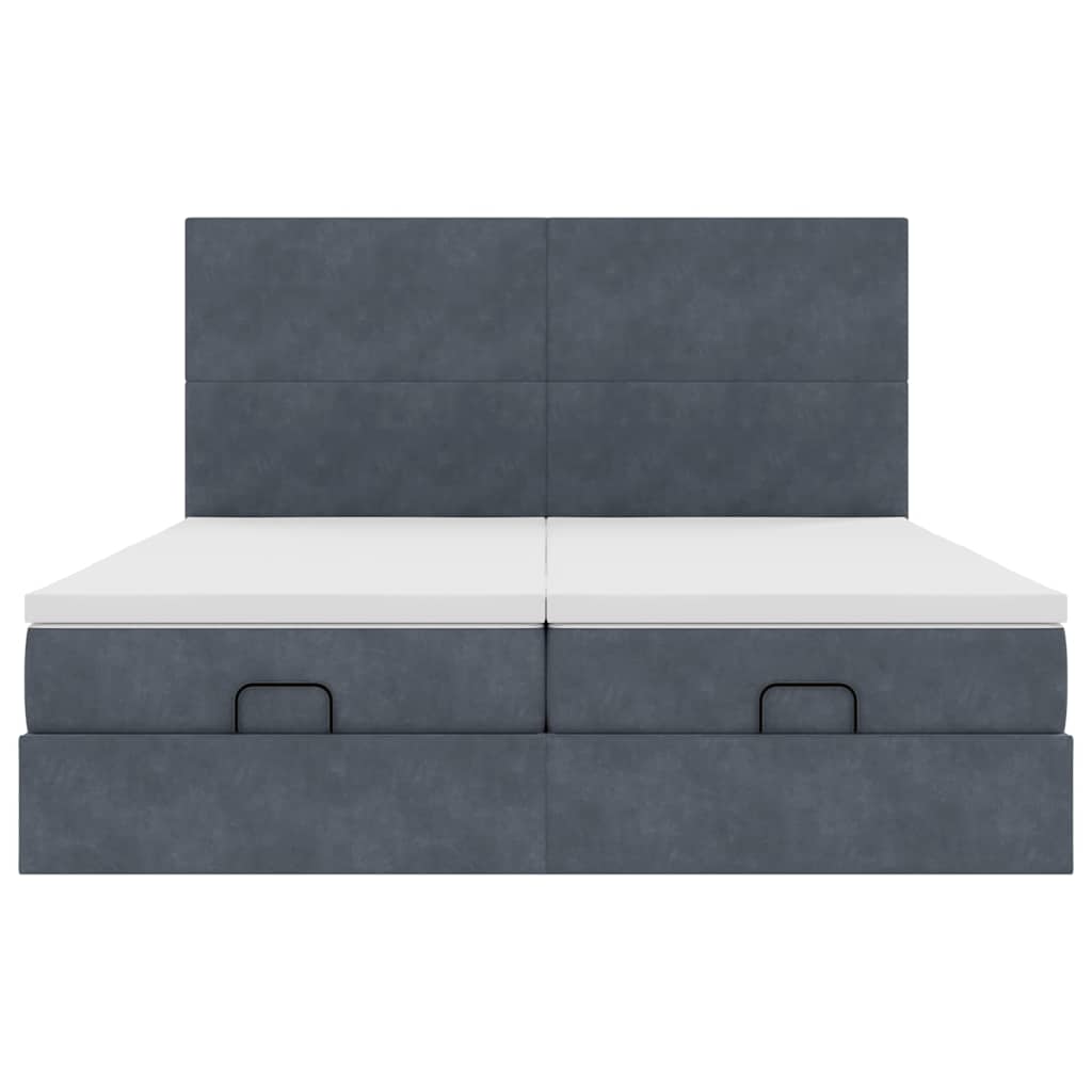 Estrutura cama otomana colchões 160x200 cm cinzento escuro