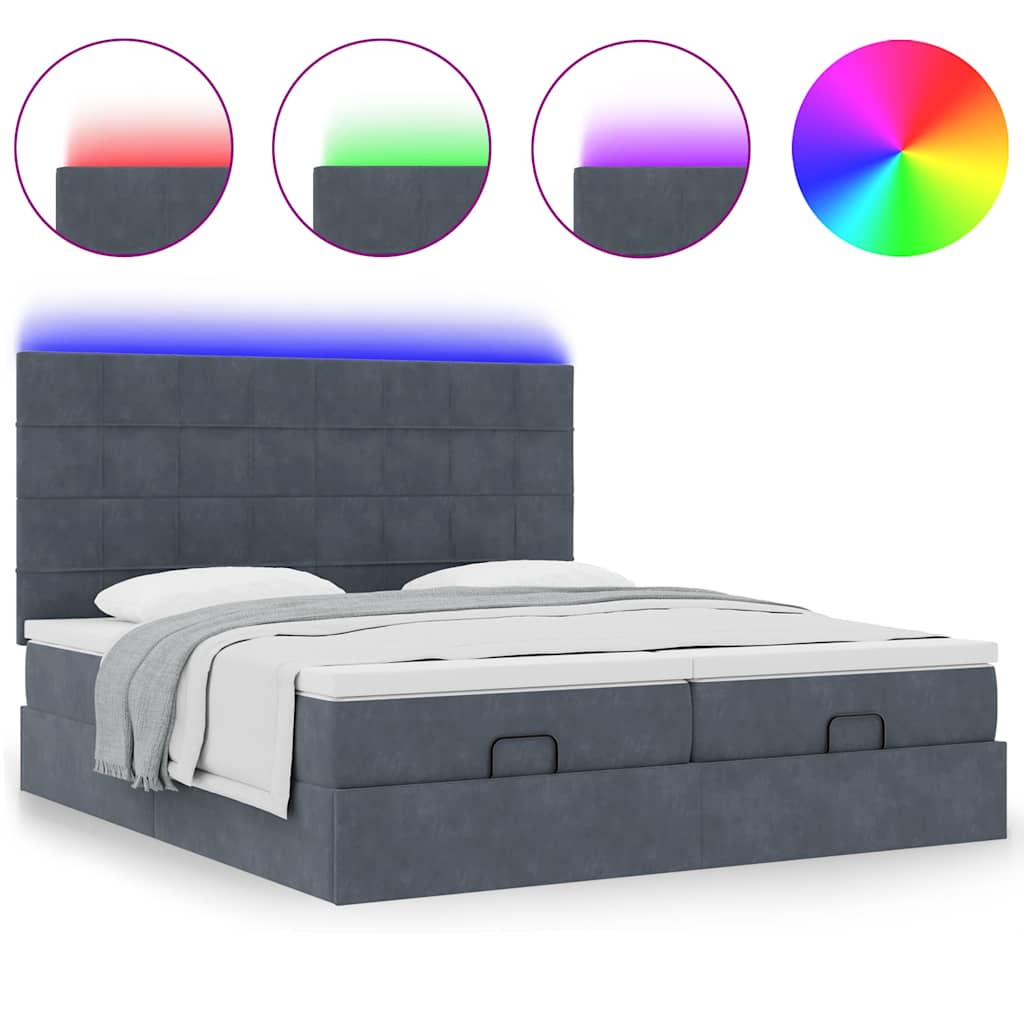 Estrutura cama otomana colchões 160x200 cm cinzento escuro