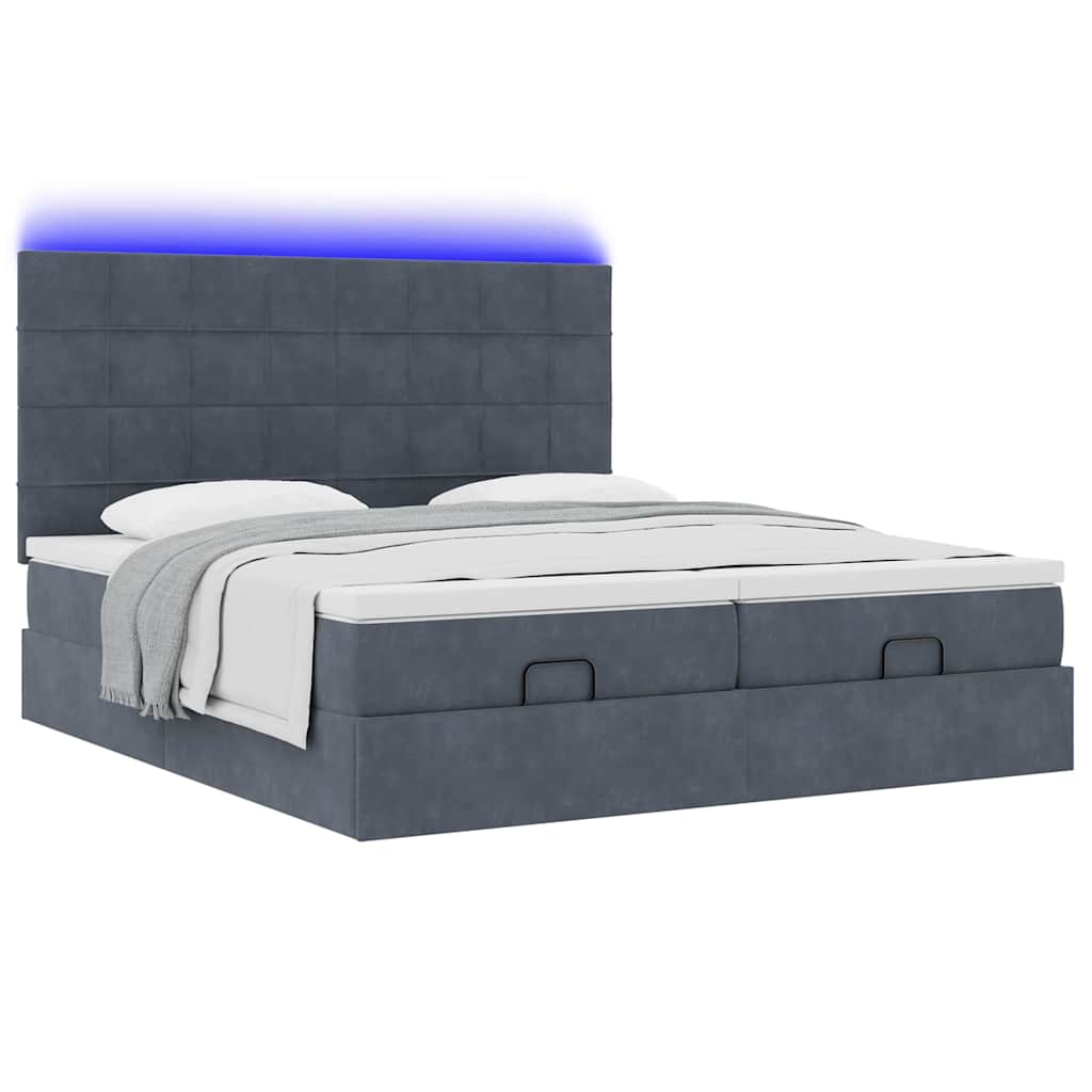 Estrutura cama otomana colchões 160x200 cm cinzento escuro