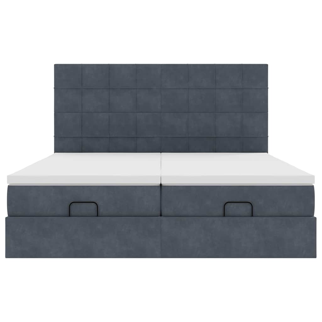 Estrutura cama otomana colchões 160x200 cm cinzento escuro