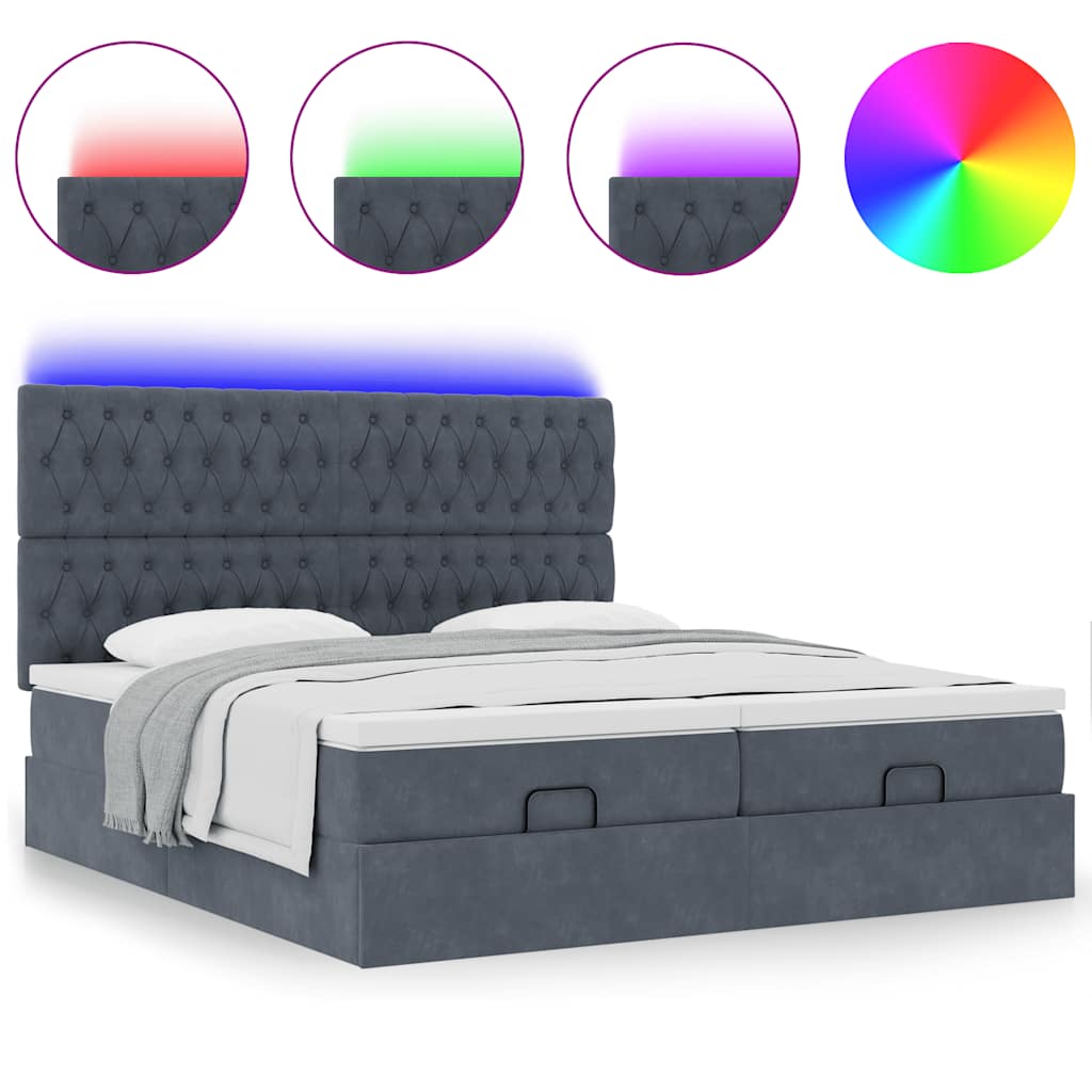 Estrutura cama otomana colchões 160x200 cm cinzento escuro