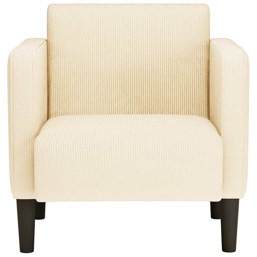 Poltrona com apoio de braços 54 cm tecido corduroy creme