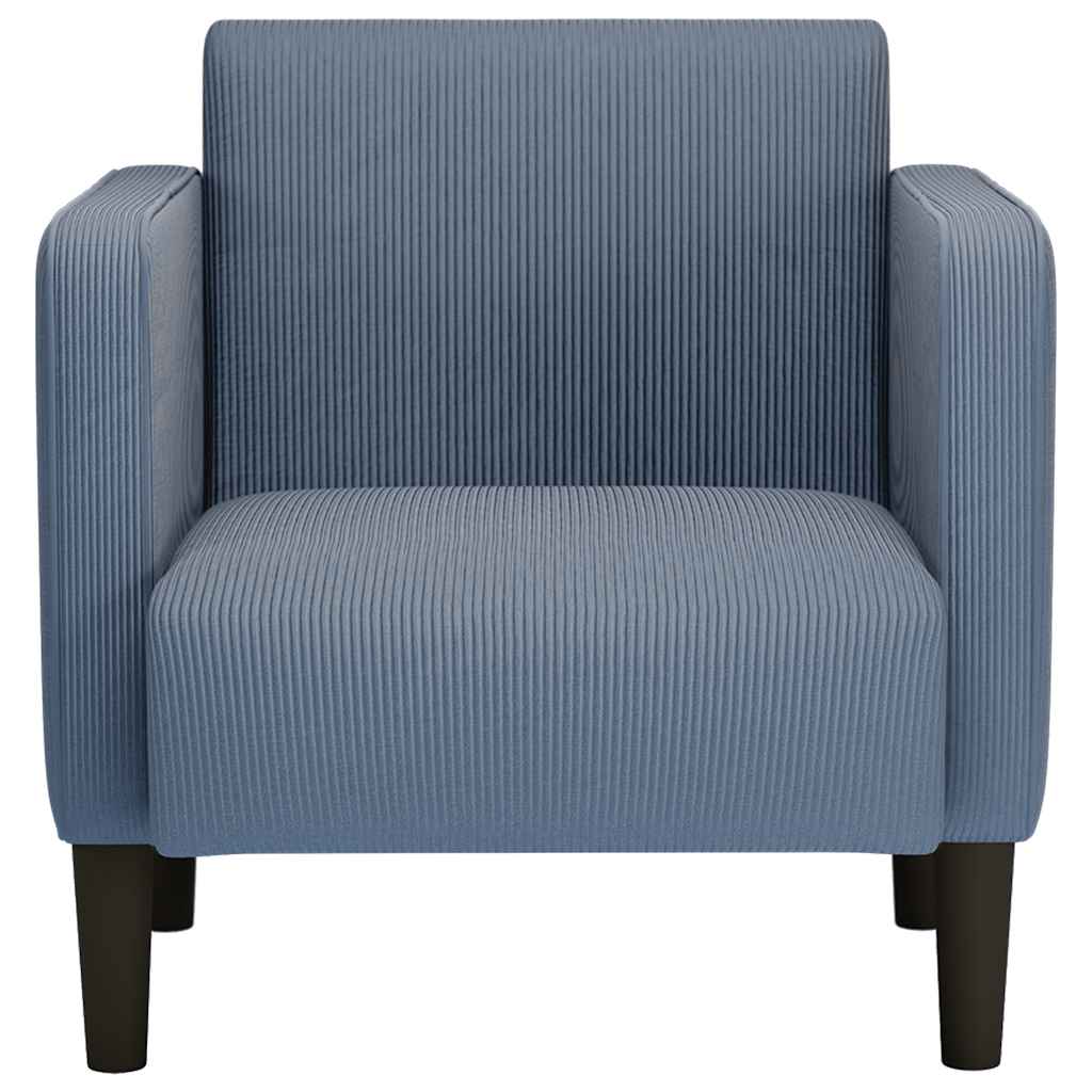 Poltrona com apoio de braços 54 cm tecido corduroy azul
