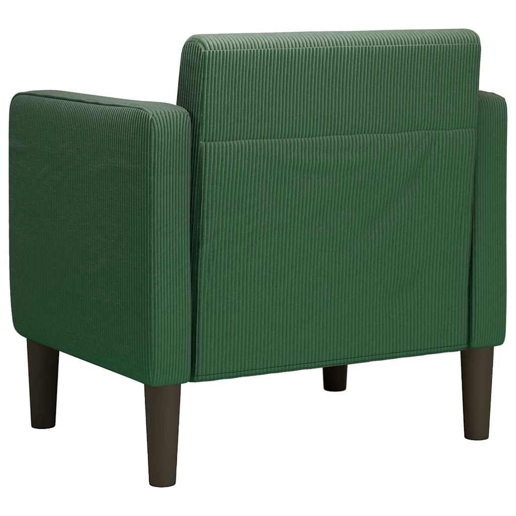 Poltrona com apoio de braços 54 cm tecido corduroy verde escuro