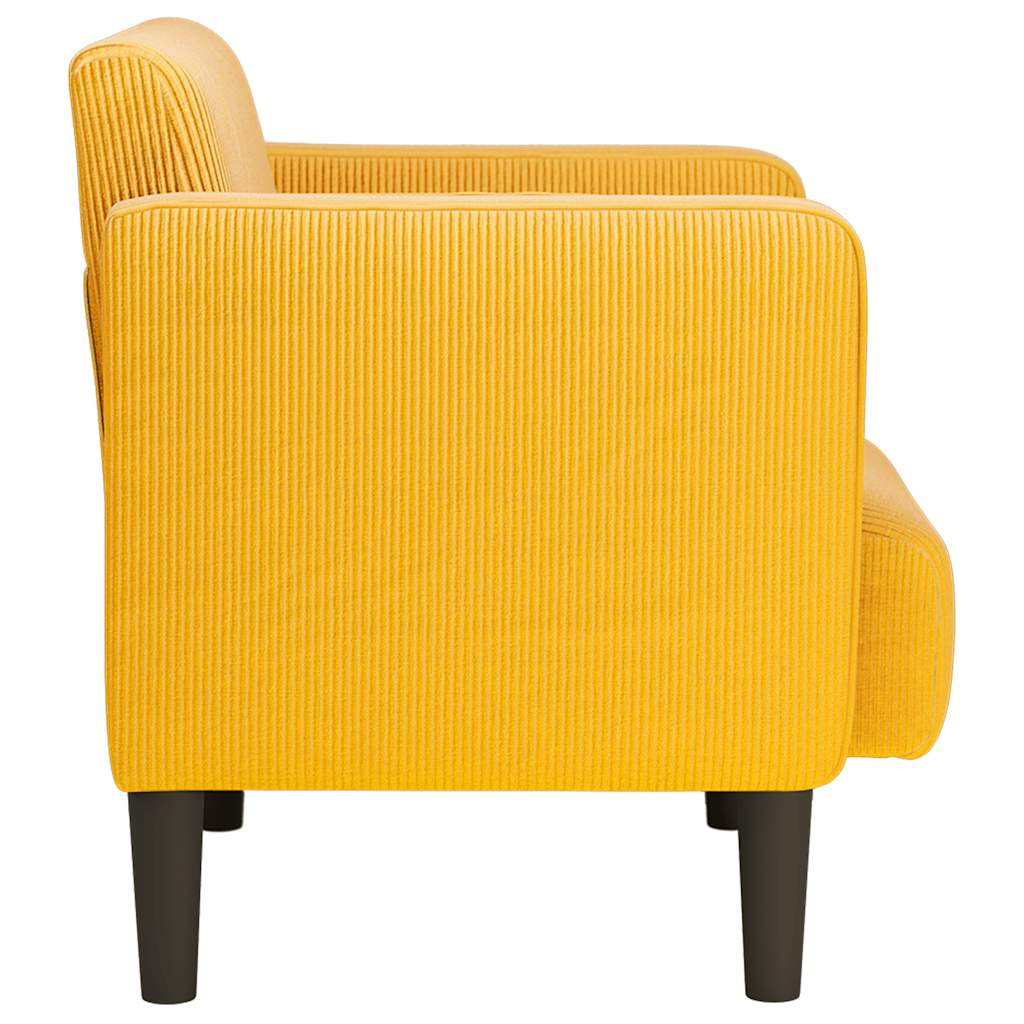 Poltrona com apoio de braços 54cm tecido corduroy amarelo-claro