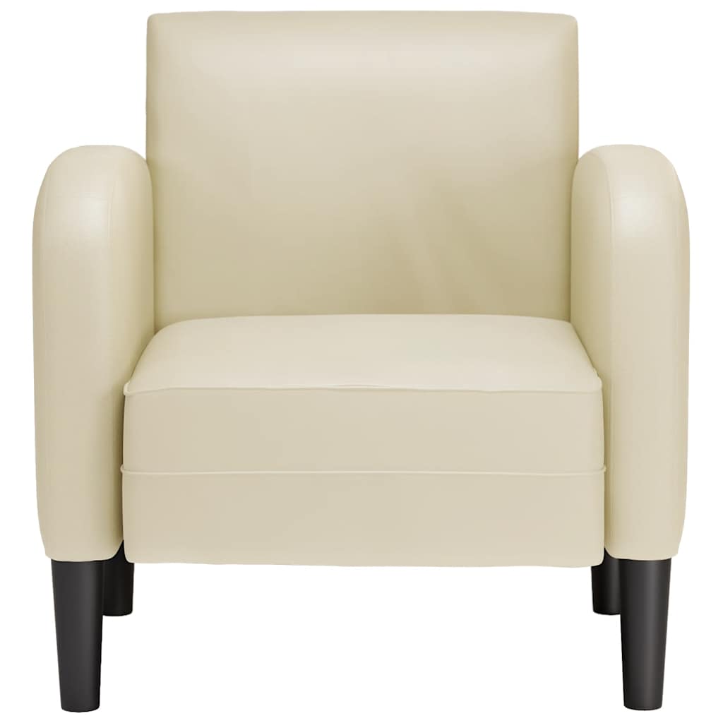Poltrona com apoios de braços 54 cm couro artificial creme