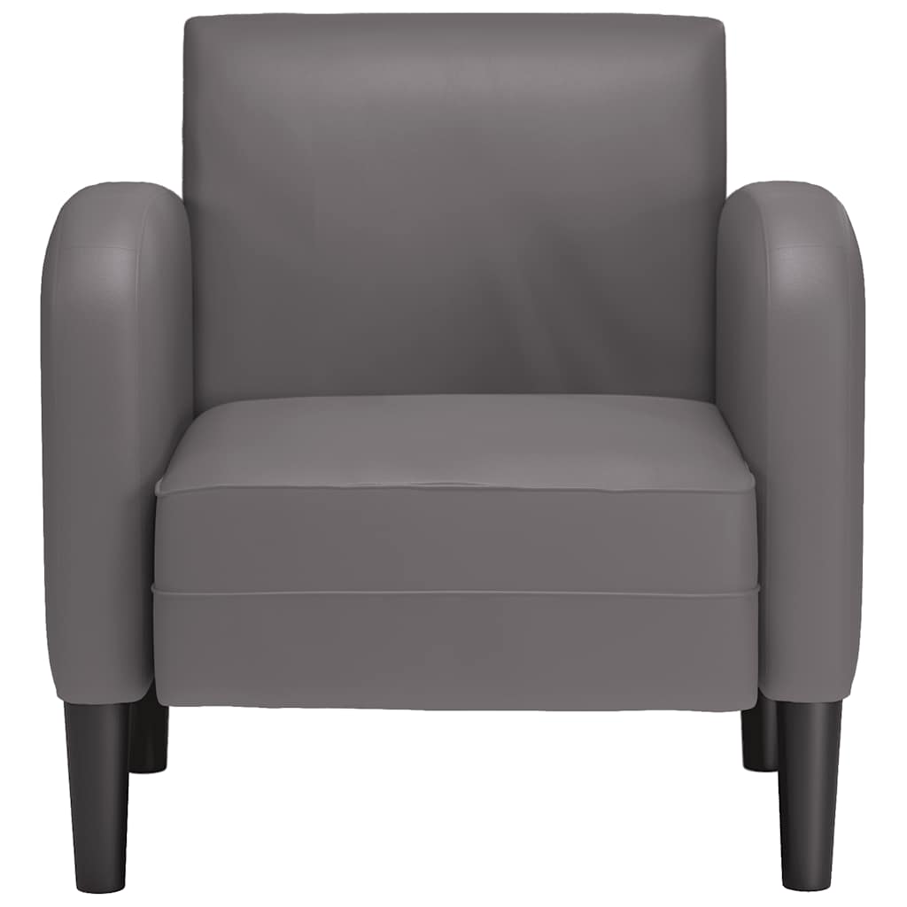 Poltrona com apoios de braços 54 cm couro artificial cinzento