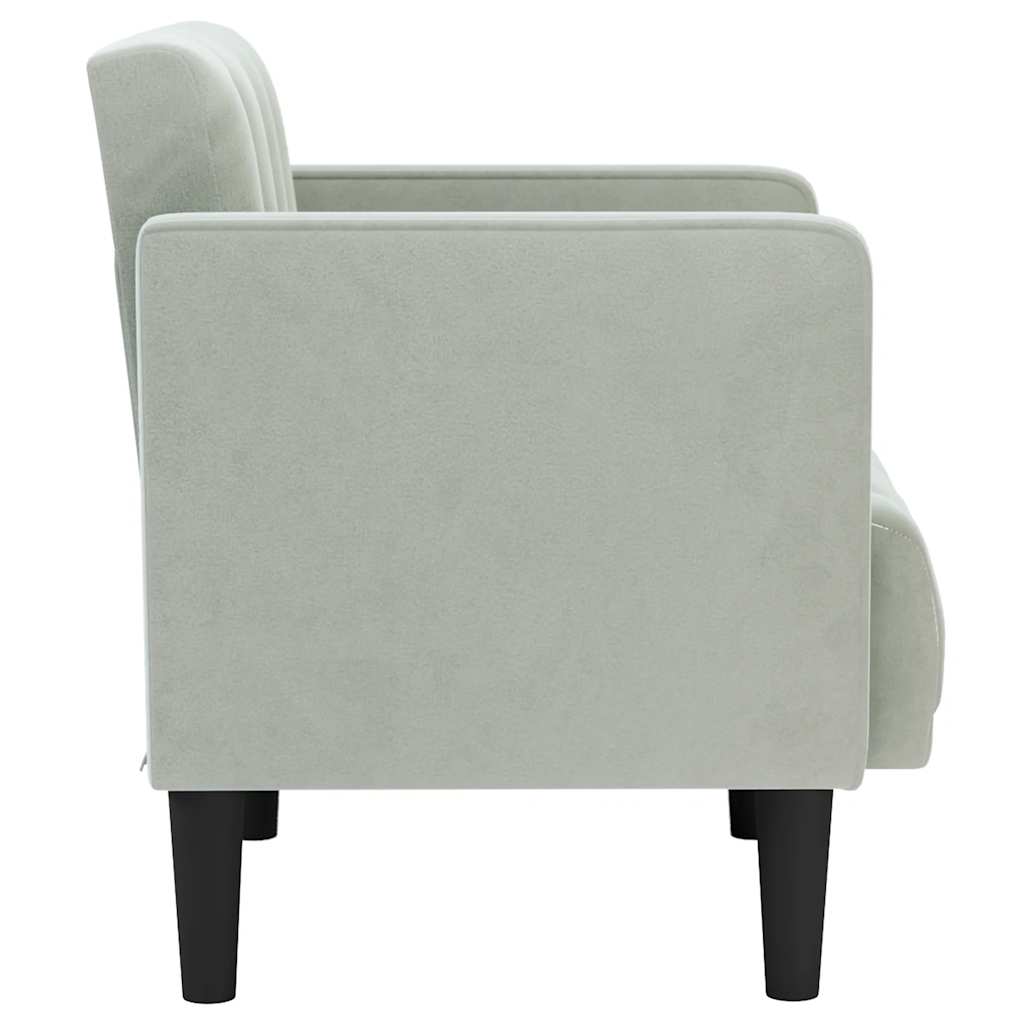 Poltrona com apoio de braços 53 cm veludo cinzento-claro
