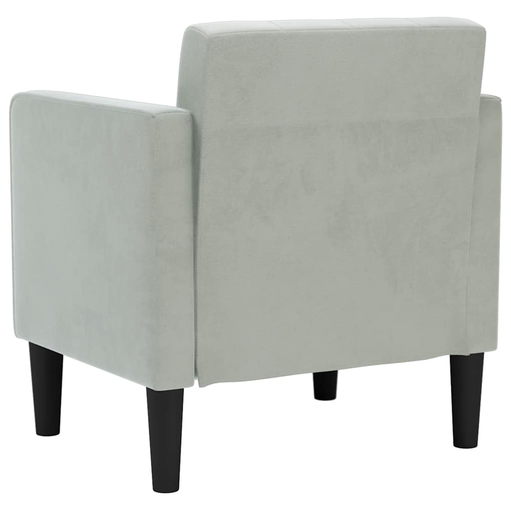 Poltrona com apoio de braços 53 cm veludo cinzento-claro
