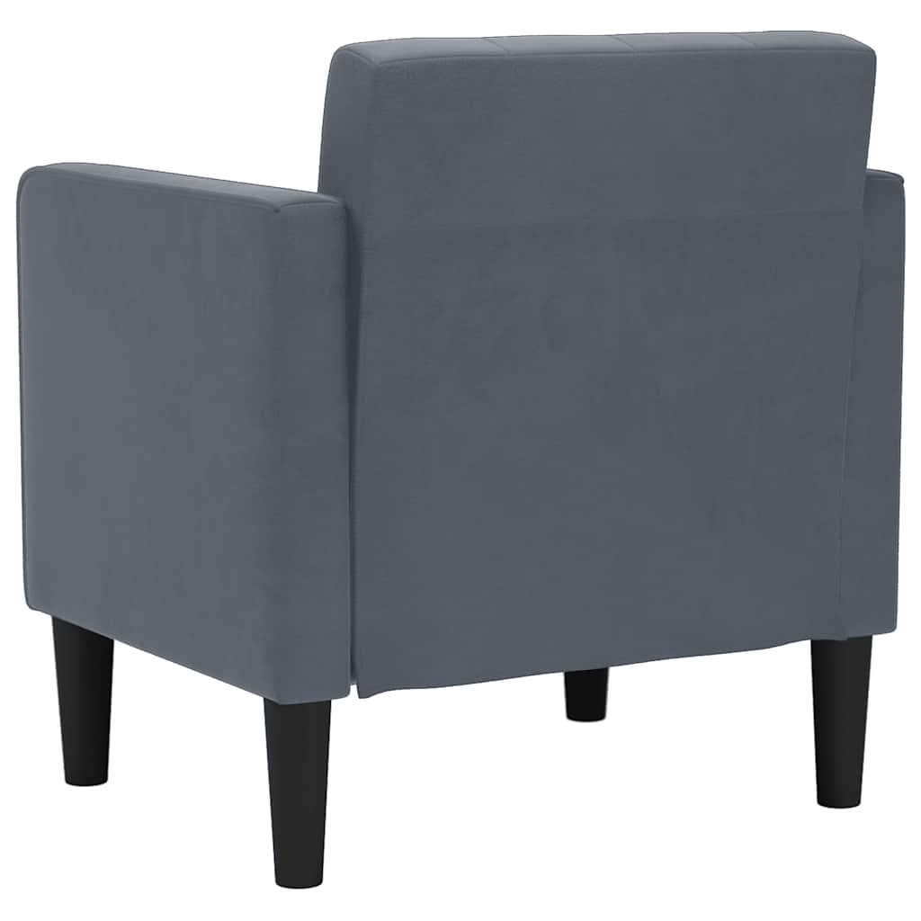 Poltrona com apoio de braços 53 cm veludo cinzento-escuro