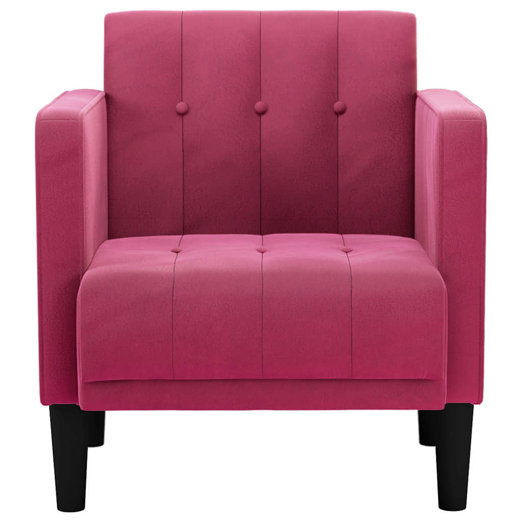 Poltrona com apoio de braços 53 cm veludo vermelho tinto