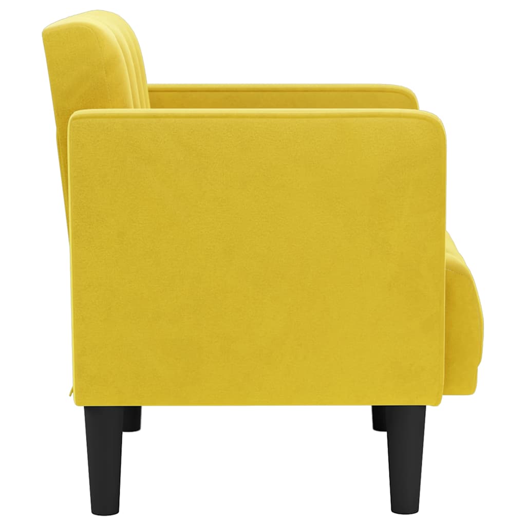 Poltrona com apoio de braços 53 cm veludo amarelo