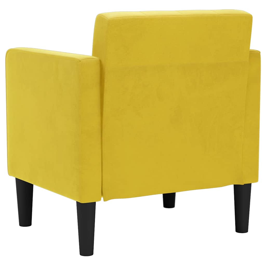 Poltrona com apoio de braços 53 cm veludo amarelo