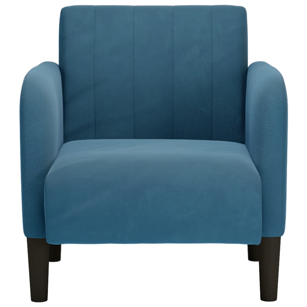 Poltrona com apoio de braços 54 cm veludo azul