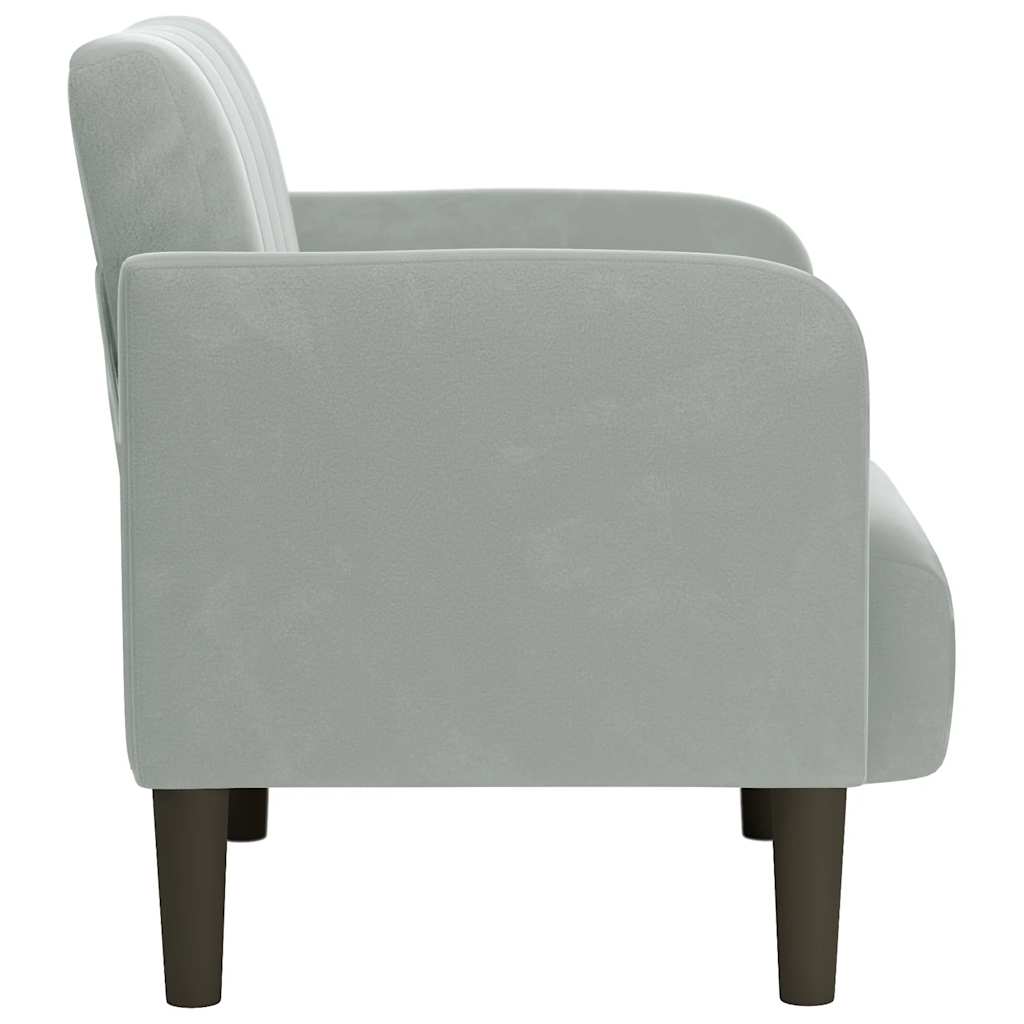 Poltrona com apoio de braços 54 cm veludo cinzento-claro