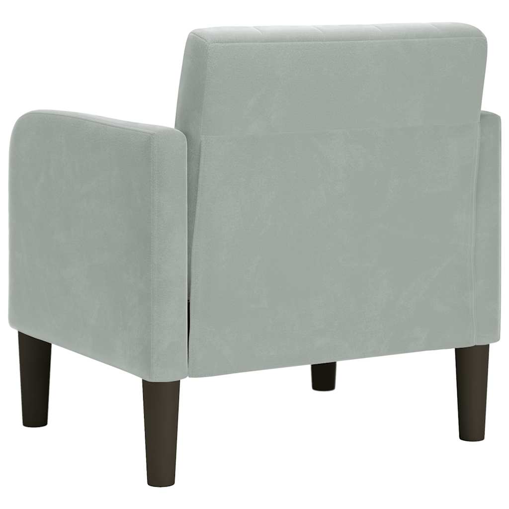 Poltrona com apoio de braços 54 cm veludo cinzento-claro